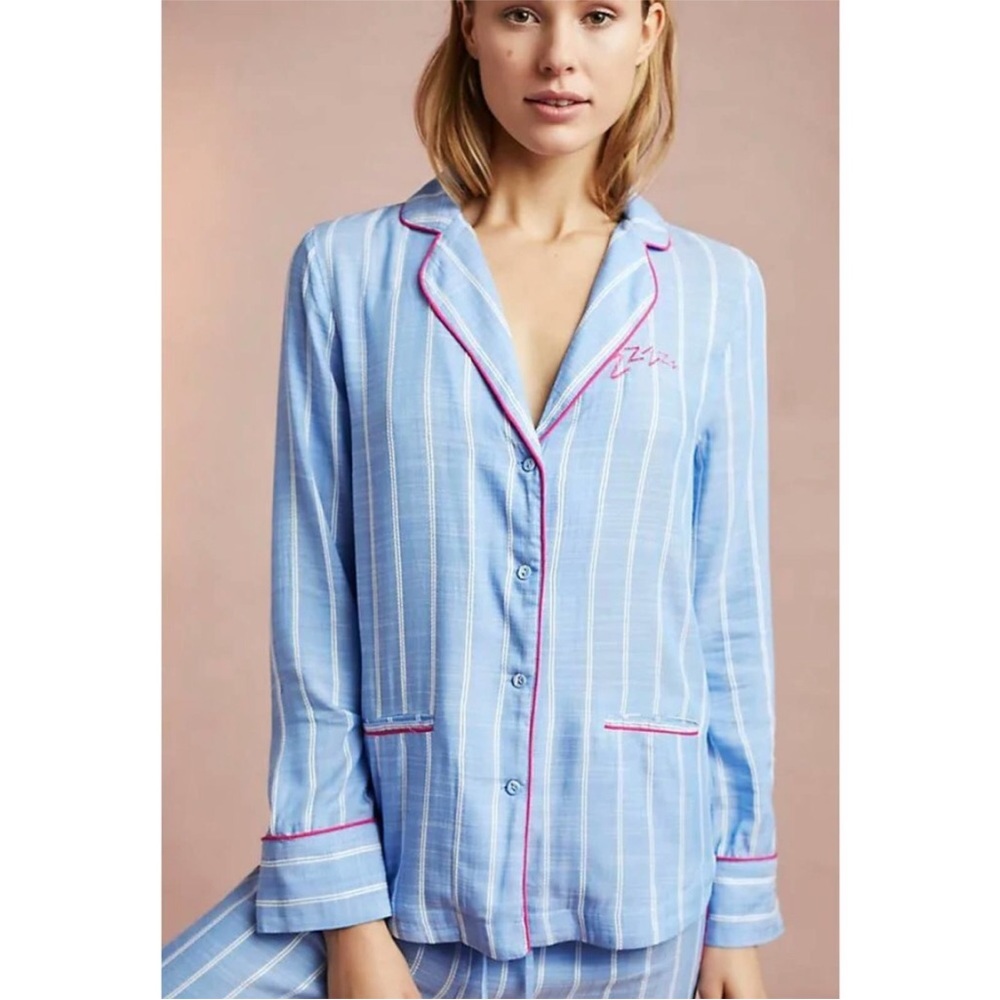 Anthropologie floreat pajamas | cute soft striped button down pjs